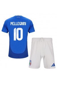 Fotbalové Dres Itálie Lorenzo Pellegrini #10 Dětské Domácí Oblečení ME 2024 Krátký Rukáv (+ trenýrky)